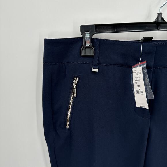White House Black Market NWT Navy Drapey Crop Pant Zipper Gold Hardware // 6 - Picture 3 of 10
